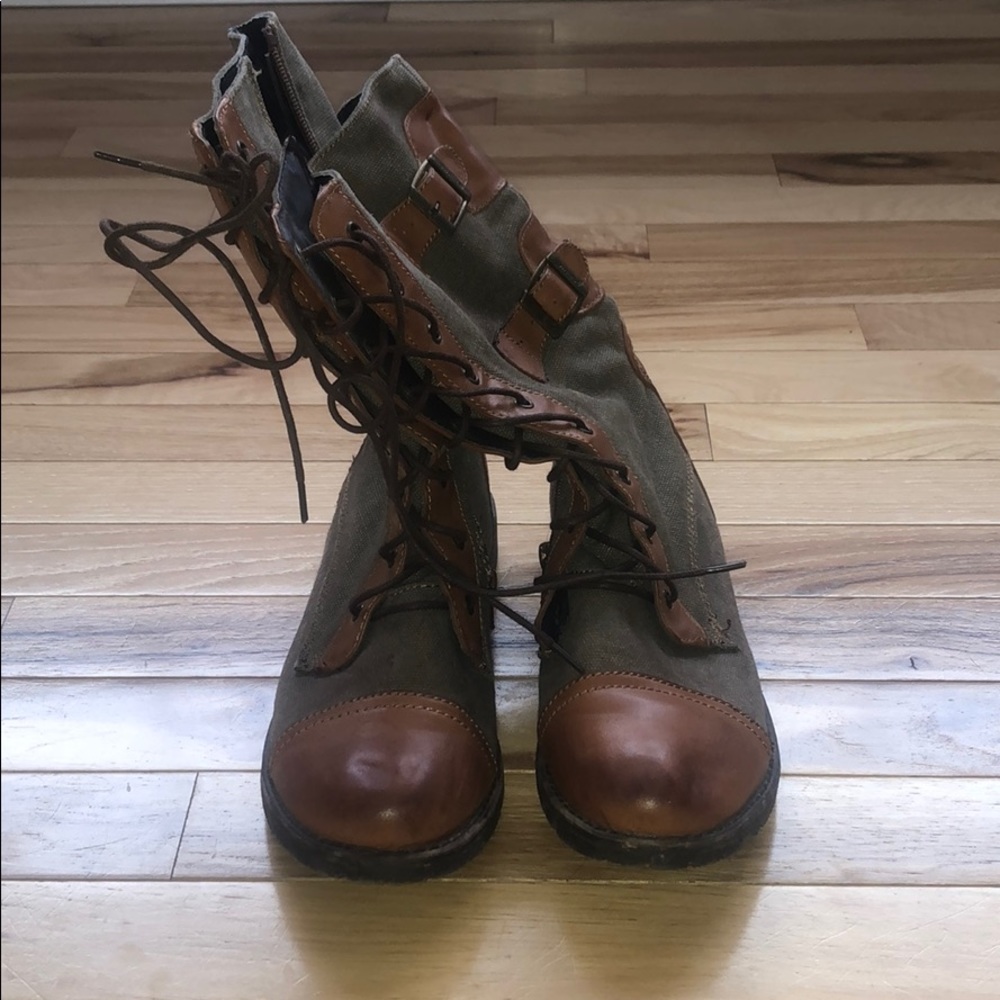 Brown combat boots
